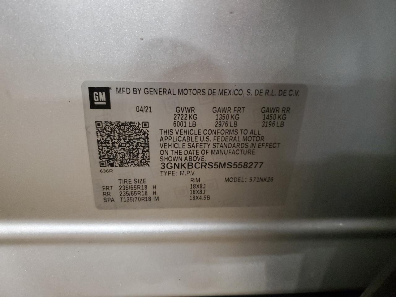 2021 Chevrolet Blazer 2Lt VIN: 3GNKBCRS5MS558277 Lot: 84827605