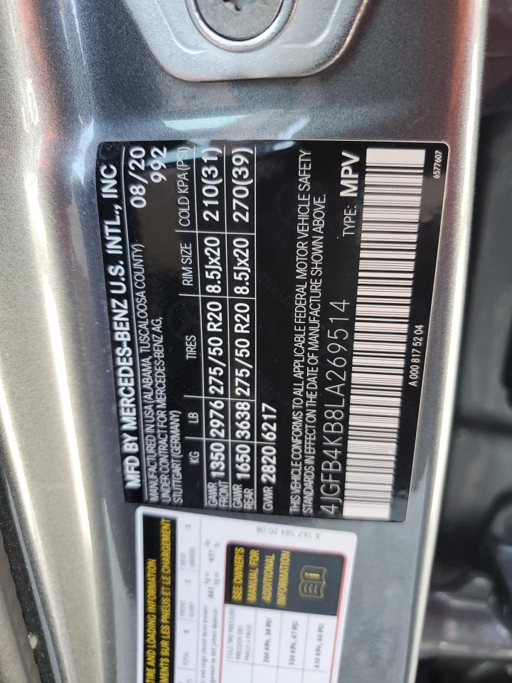 2020 Mercedes-Benz Gle 350 4Matic VIN: 4JGFB4KB8LA269514 Lot: 80654735