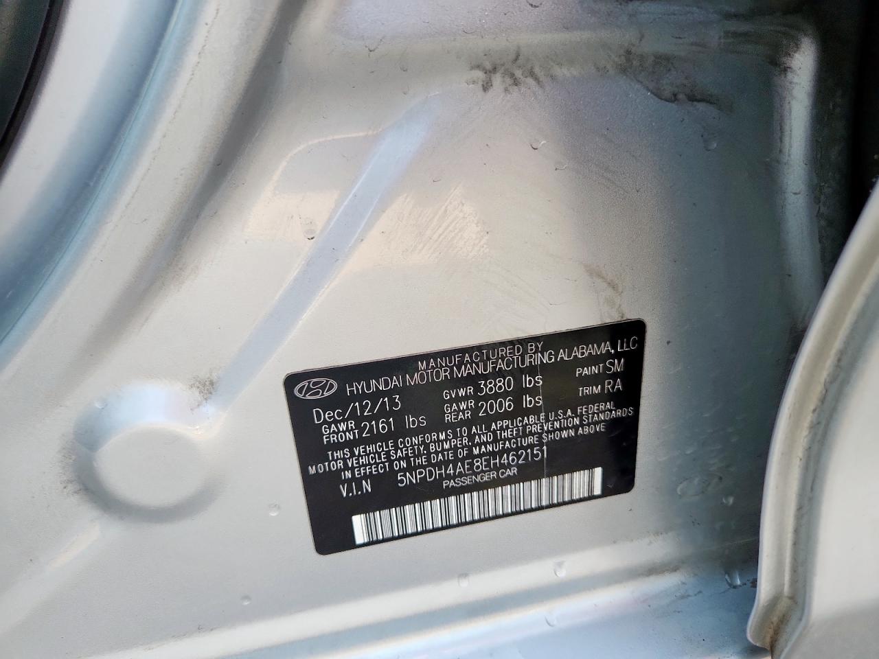 2014 Hyundai Elantra Se VIN: 5NPDH4AE8EH462151 Lot: 81077605