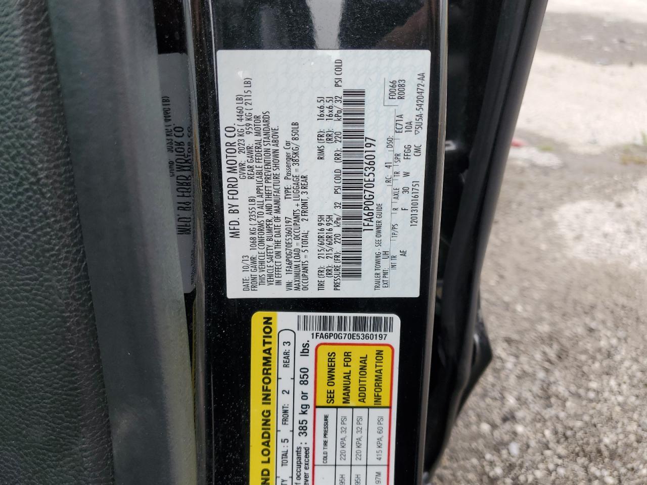 2014 Ford Fusion S VIN: 1FA6P0G70E5360197 Lot: 81187415