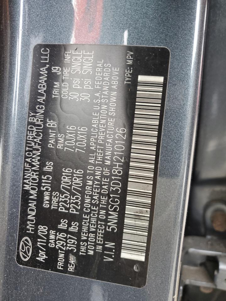 2008 Hyundai Santa Fe Gls VIN: 5NMSG13D18H210126 Lot: 81879675