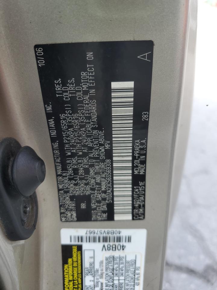 2006 Toyota Sienna Ce VIN: 5TDZA23C56S569308 Lot: 82099315