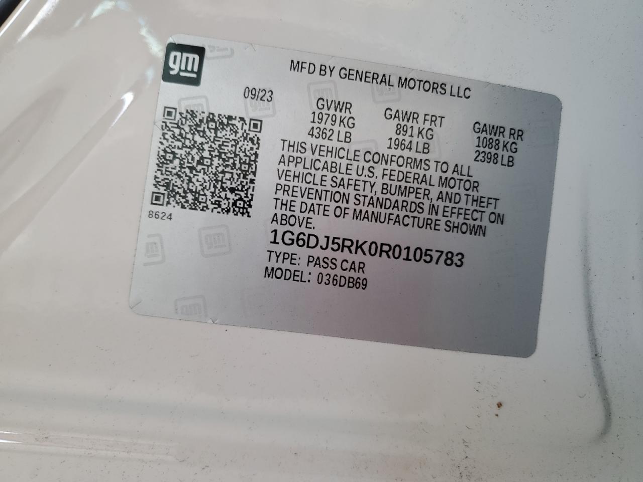 2024 Cadillac Ct4 Luxury + VIN: 1G6DJ5RK0R0105783 Lot: 82107015