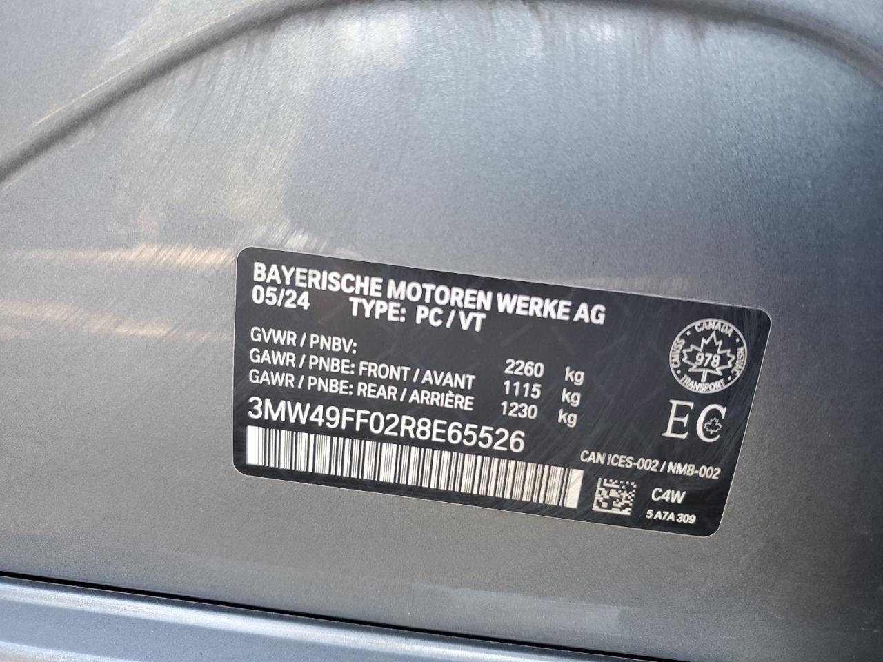 2024 BMW M340Xi VIN: 3MW49FF02R8E65526 Lot: 81385475