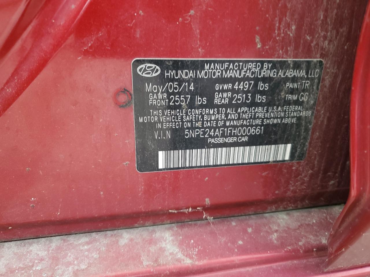 2015 Hyundai Sonata Se VIN: 5NPE24AF1FH000661 Lot: 81047495