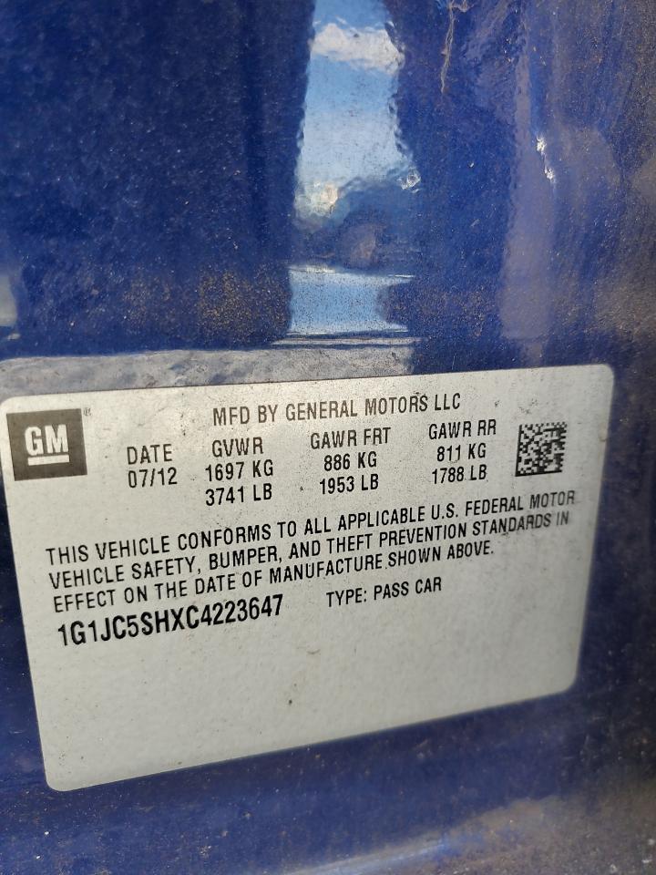 2012 Chevrolet Sonic Lt VIN: 1G1JC5SHXC4223647 Lot: 81474785