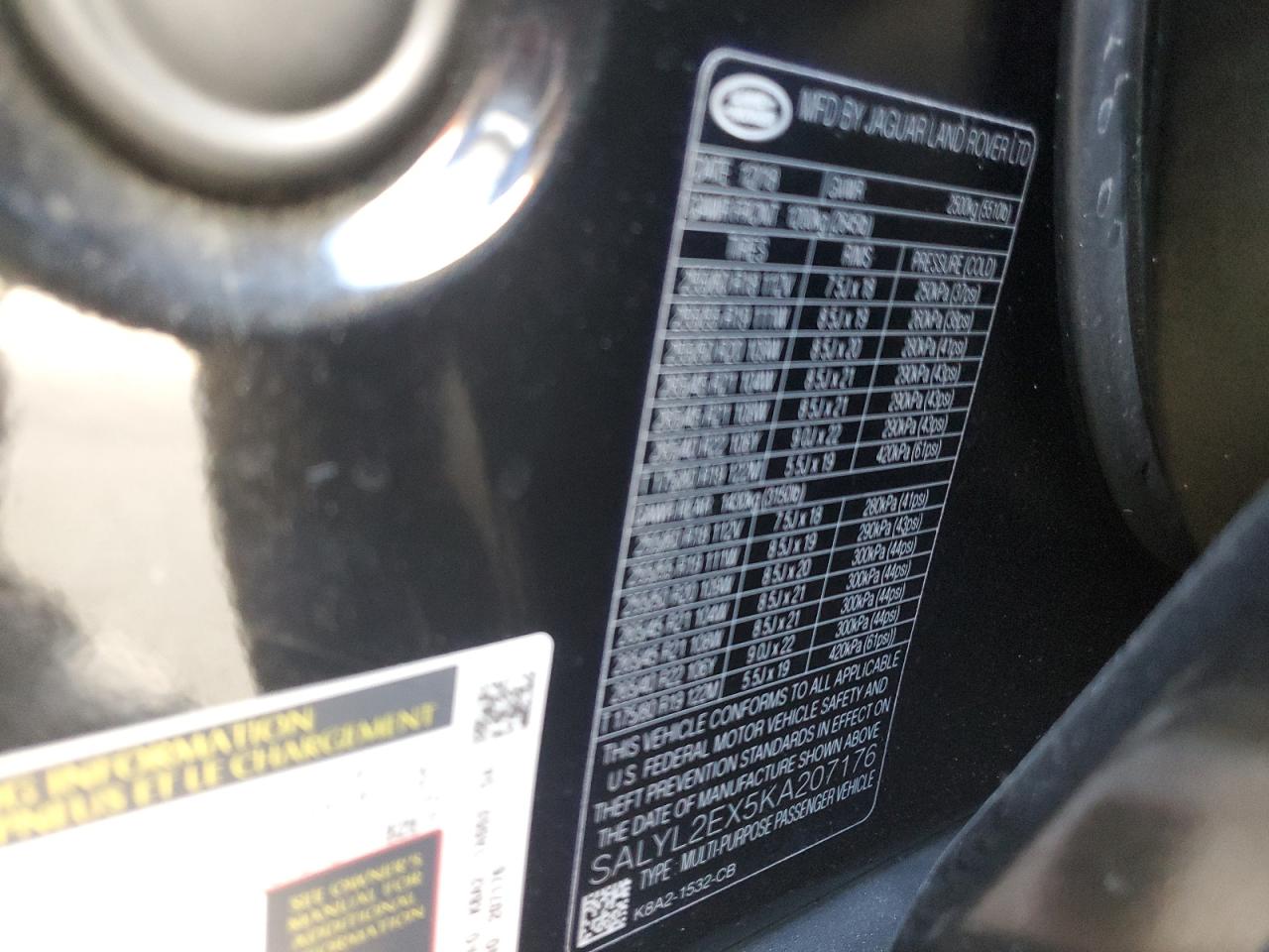 2019 Land Rover Range Rover Velar R-Dynamic Se VIN: SALYL2EX5KA207176 Lot: 83815585