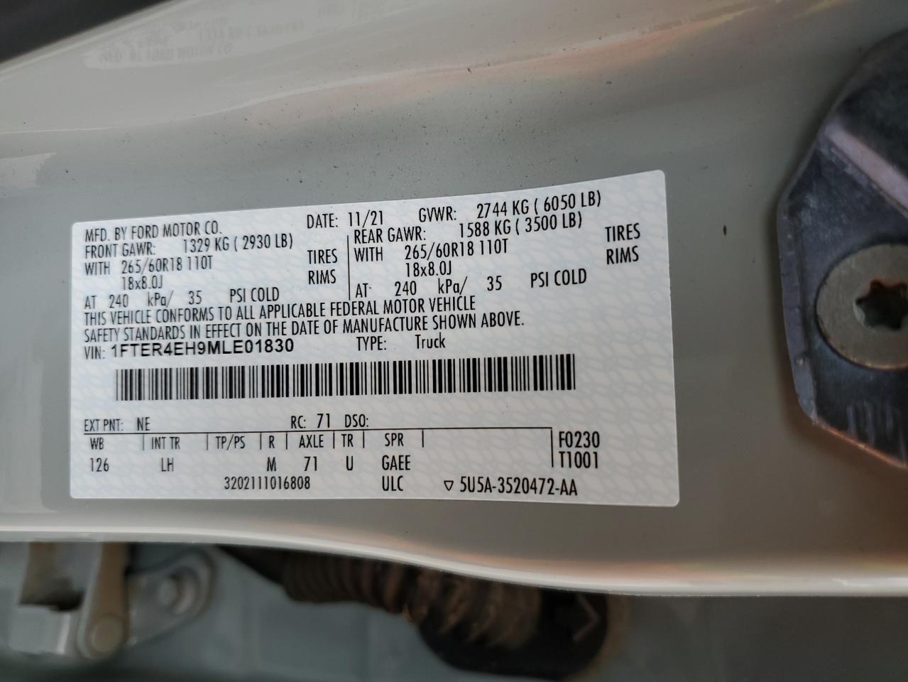 1FTER4EH9MLE01830 2021 Ford Ranger Xl