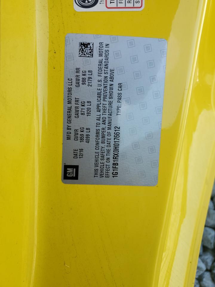 2017 Chevrolet Camaro Lt VIN: 1G1FB1RX0H0176612 Lot: 80080365