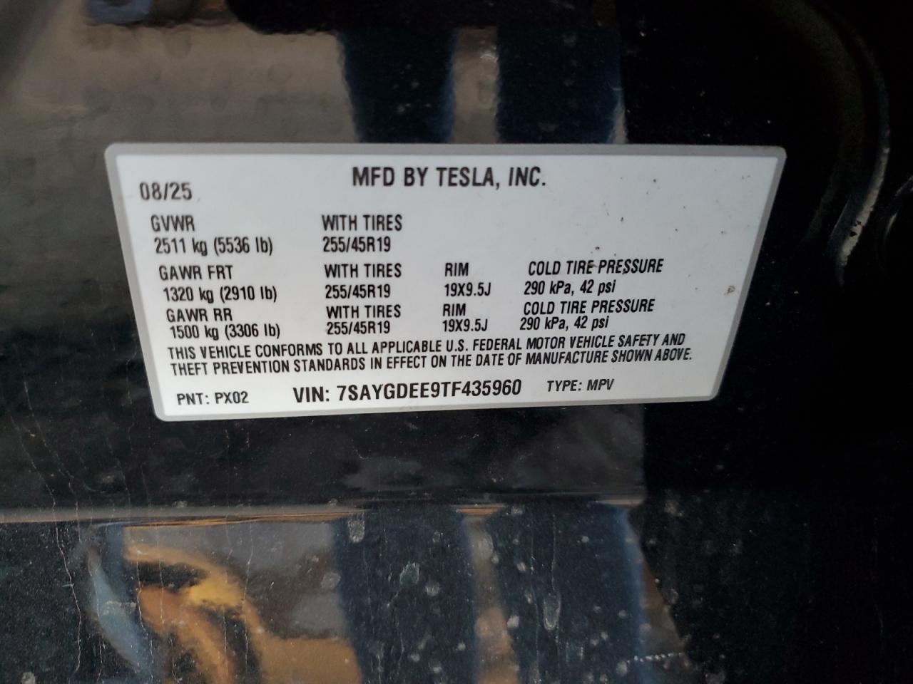 2026 Tesla Model Y VIN: 7SAYGDEE9TF435960 Lot: 84445475