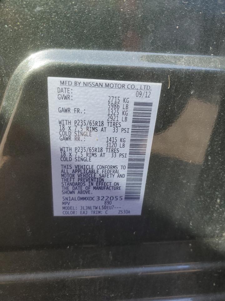 2013 Infiniti Jx35 VIN: 5N1AL0MMXDC322055 Lot: 81842335