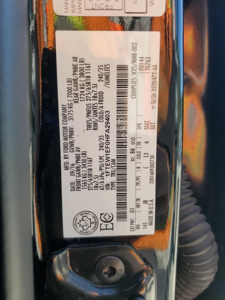 2017 Ford F150 Supercrew VIN: 1FTEW1EF0HFA29403 Lot: 81433785