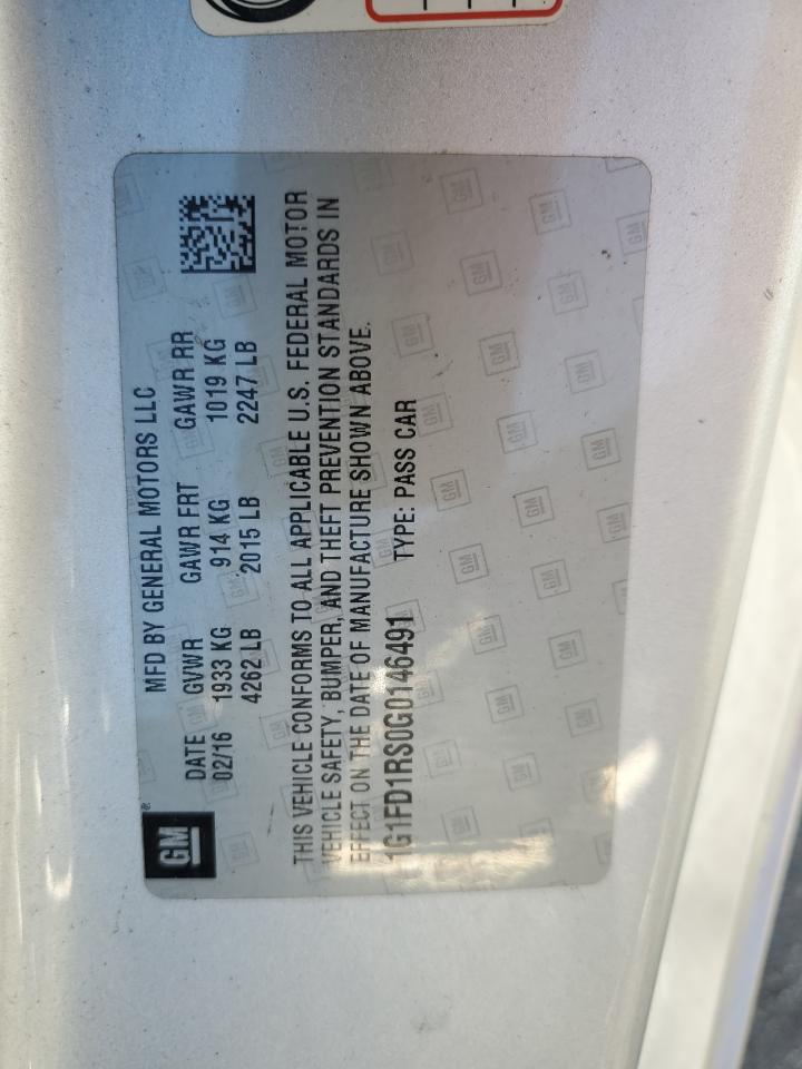 2016 Chevrolet Camaro Lt VIN: 1G1FD1RS0G0146491 Lot: 80130235