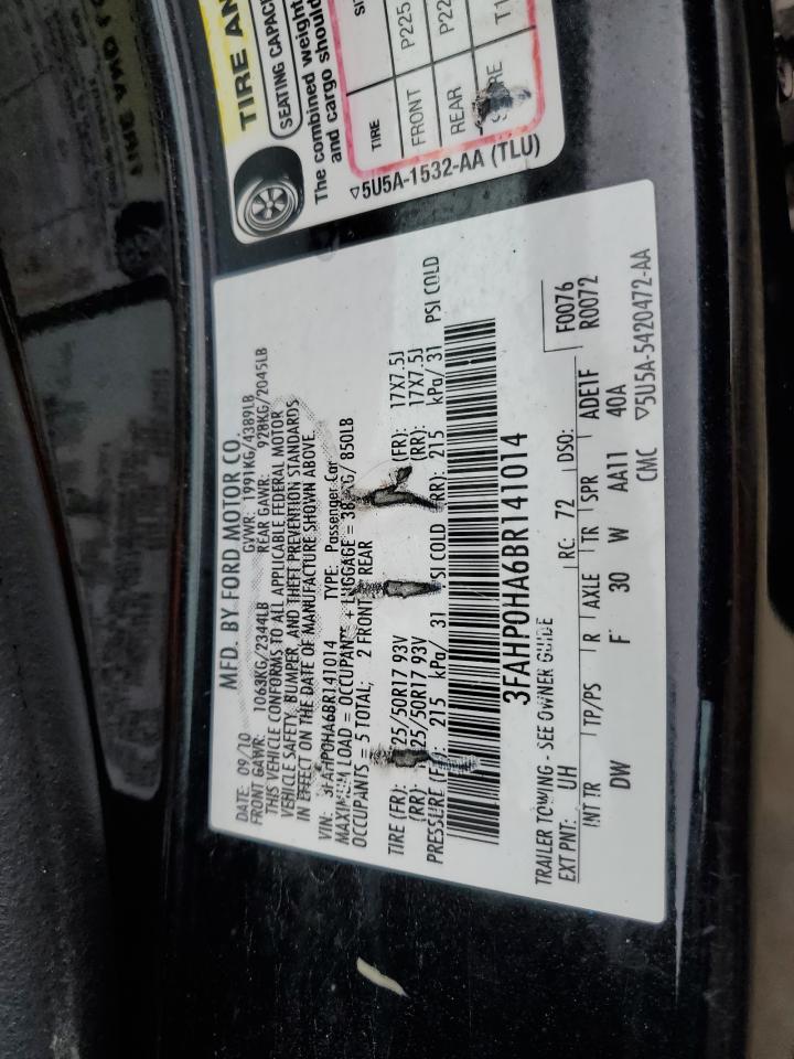 2011 Ford Fusion Se VIN: 3FAHP0HA6BR141014 Lot: 81450565