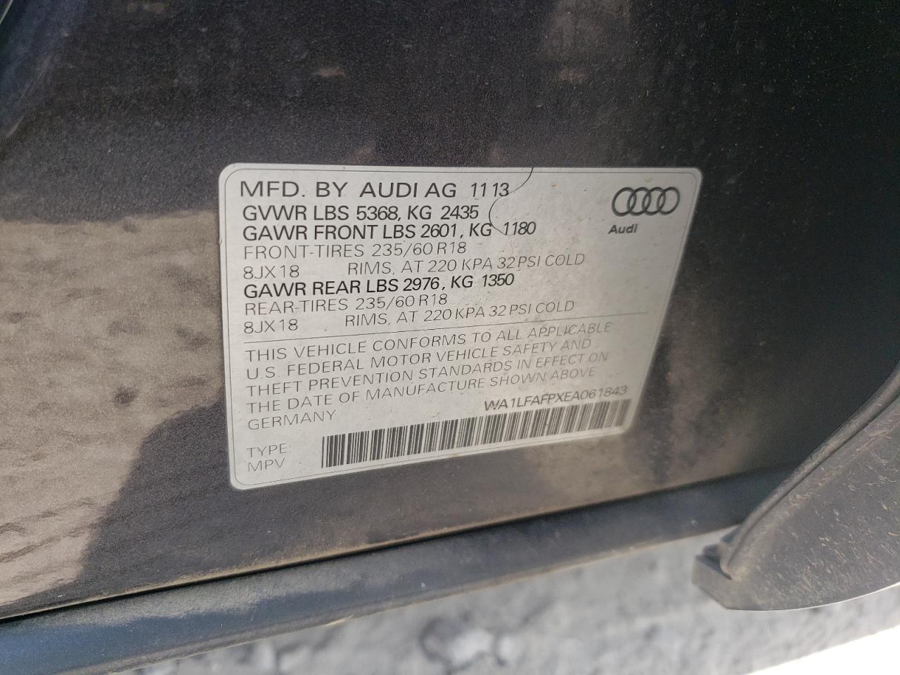 2014 Audi Q5 Premium Plus VIN: WA1LFAFPXEA061843 Lot: 70704835