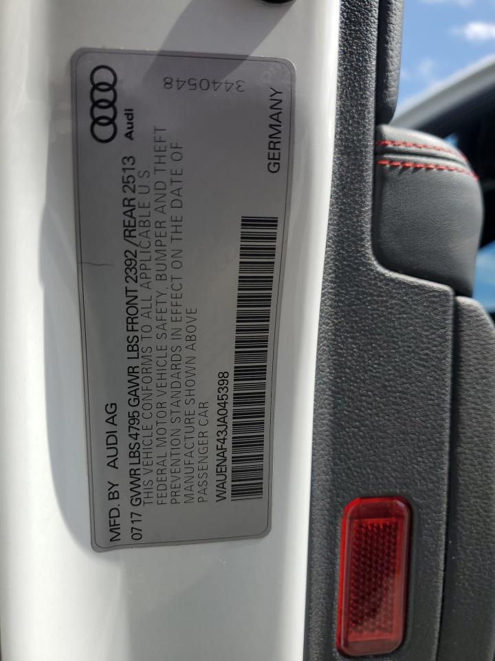 2018 Audi A4 Premium Plus VIN: WAUENAF43JA045398 Lot: 81284825