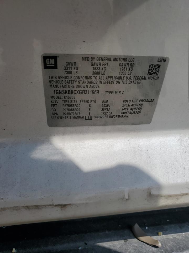 2016 Chevrolet Tahoe K1500 Lt VIN: 1GNSKBKCXGR311969 Lot: 81316525