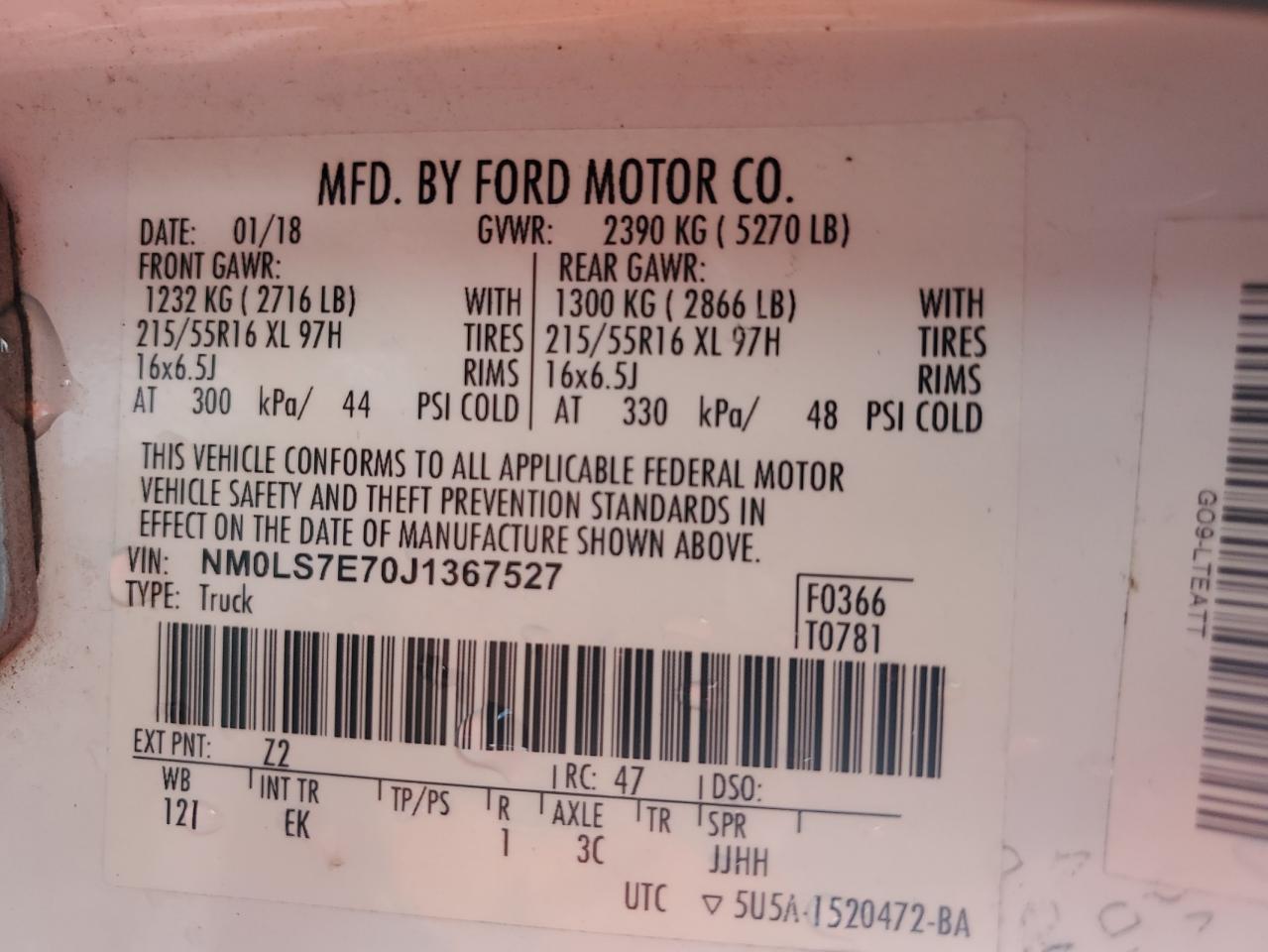 2018 Ford Transit Connect Xl VIN: NM0LS7E70J1367527 Lot: 84562385