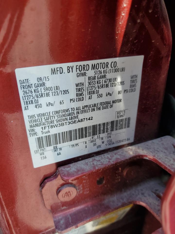2016 Ford F350 Super Duty VIN: 1FT8W3BT3GE87142 Lot: 81224335