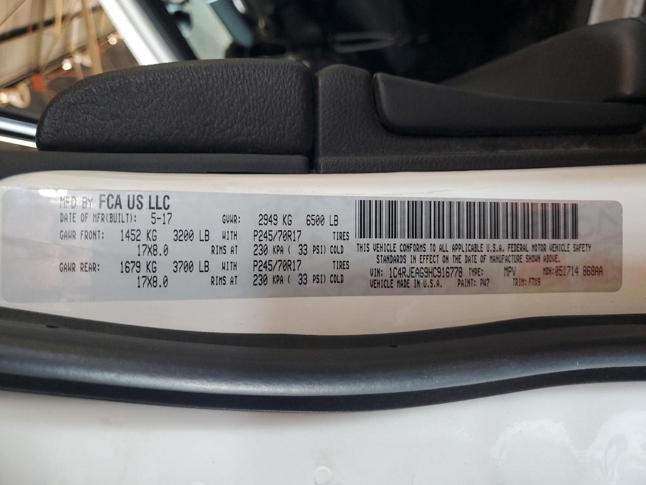 2017 Jeep Grand Cherokee Laredo VIN: 1C4RJEAG9HC916778 Lot: 83976585