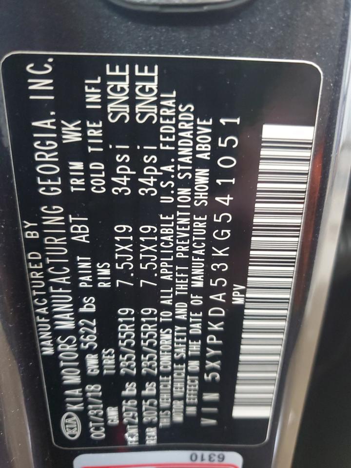 2019 Kia Sorento Sx VIN: 5XYPKDA53KG541051 Lot: 84446085