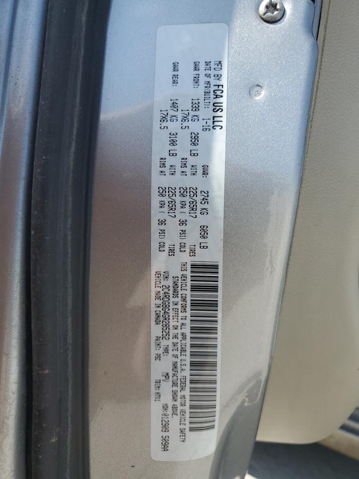 2016 Dodge Grand Caravan Se VIN: 2C4RDGBG4GR285252 Lot: 81658145