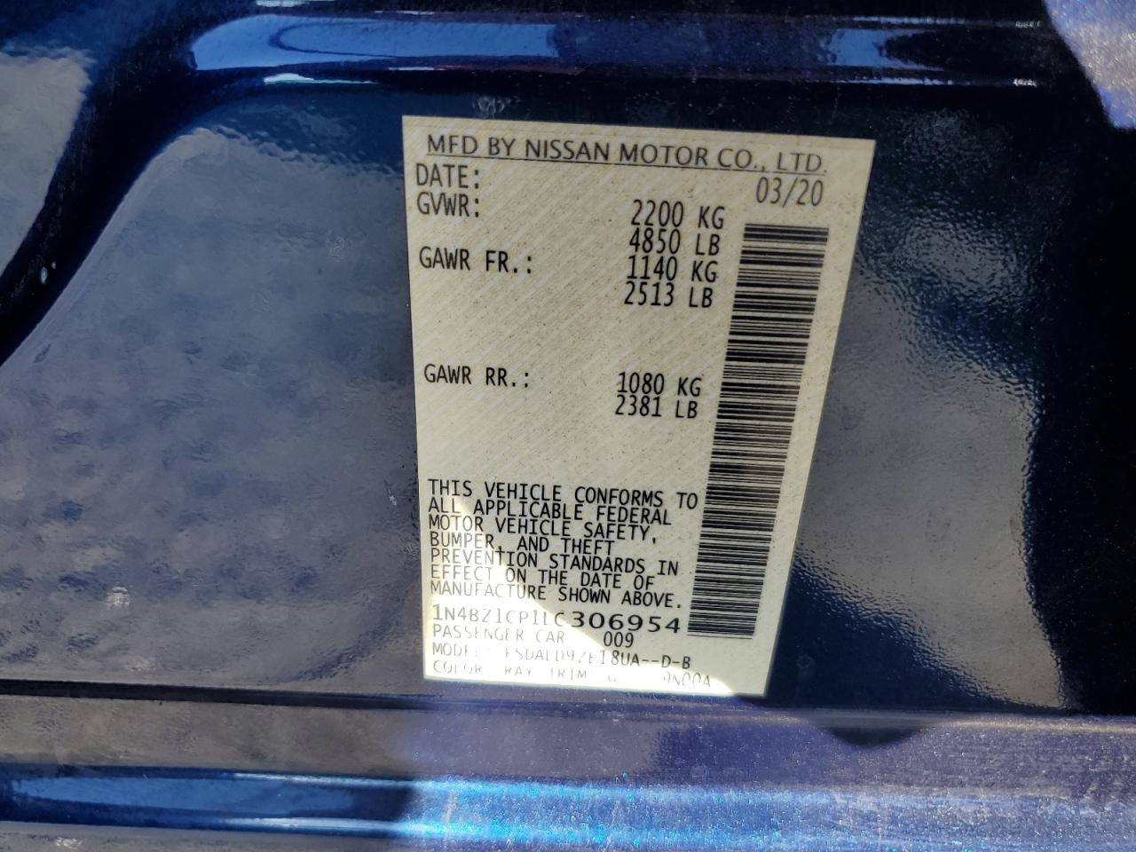 2020 Nissan Leaf Sv Plus VIN: 1N4BZ1CP1LC306954 Lot: 81832385