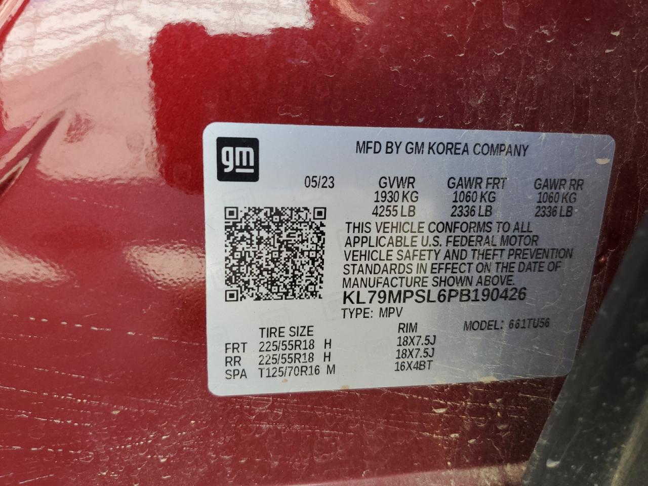 2023 Chevrolet Trailblazer Lt VIN: KL79MPSL6PB190426 Lot: 82076555
