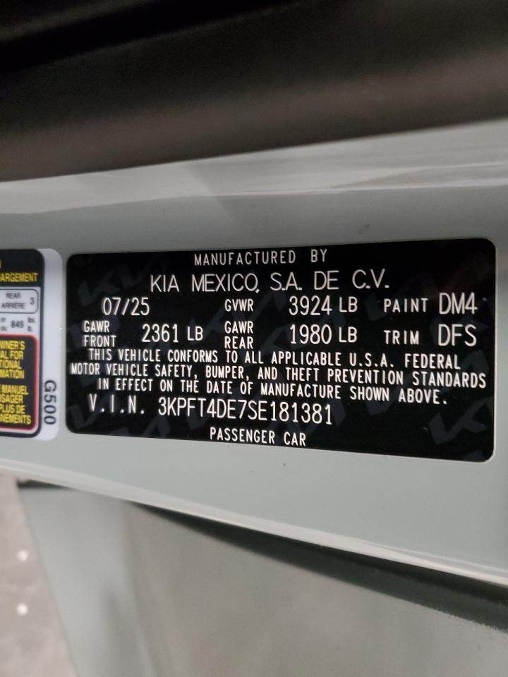 2025 Kia K4 Lx VIN: 3KPFT4DE7SE181381 Lot: 80294495