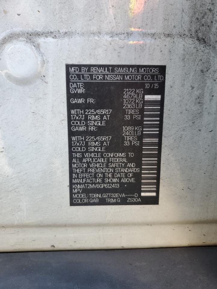 2016 Nissan Rogue S VIN: KNMAT2MV6GP612413 Lot: 80956155