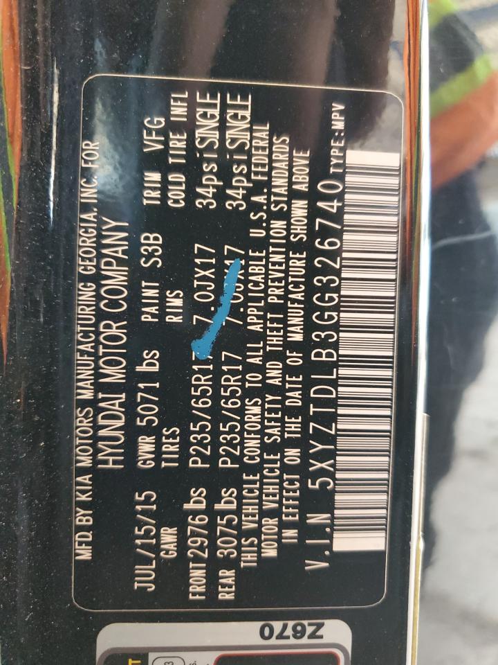 2016 Hyundai Santa Fe Sport VIN: 5XYZTDLB3GG326740 Lot: 71950555