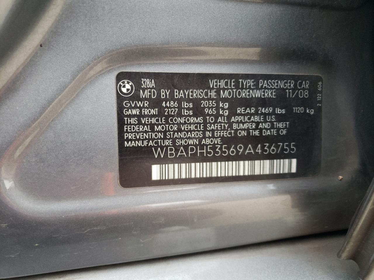 2009 BMW 328 I Sulev VIN: WBAPH53569A436755 Lot: 71648365