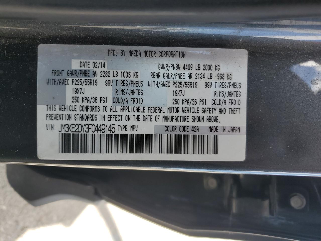 2015 Mazda Cx-5 Gt VIN: JM3KE2DY3F0449145 Lot: 81416495