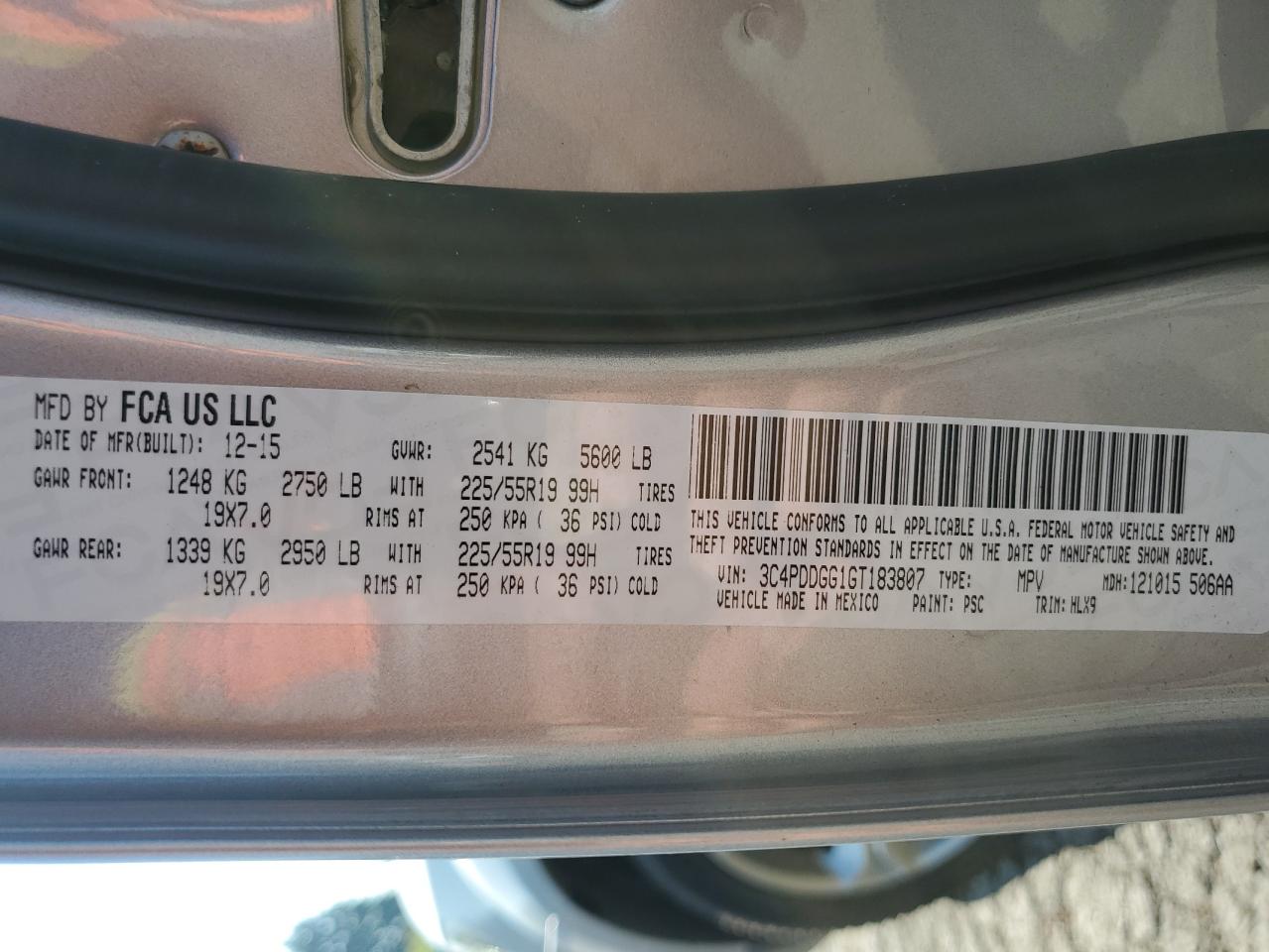 2016 Dodge Journey Crossroad VIN: 3C4PDDGG1GT183807 Lot: 81789015