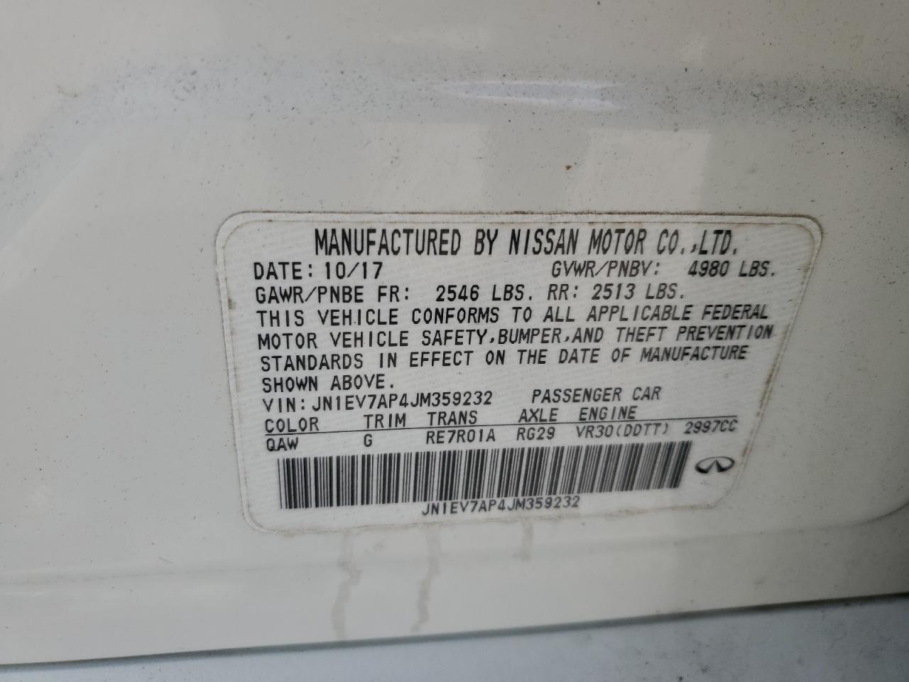 2018 Infiniti Q50 Luxe VIN: JN1EV7AP4JM359232 Lot: 70691895