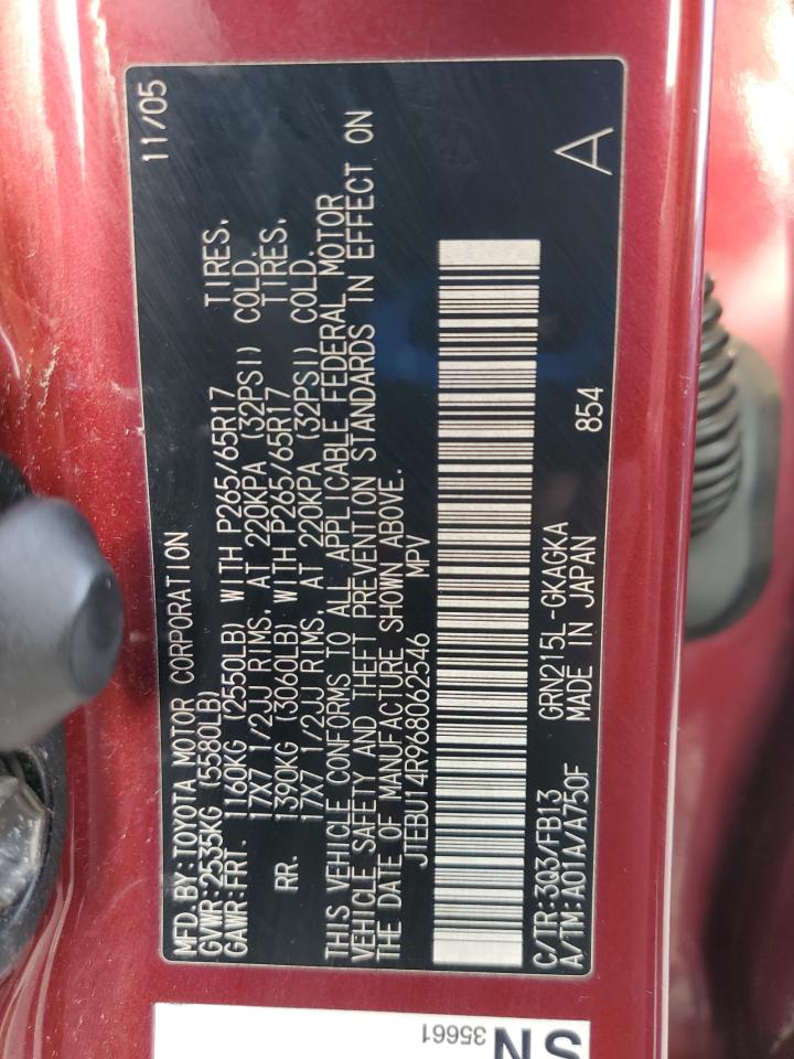 2006 Toyota 4Runner Sr5 VIN: JTEBU14R968062546 Lot: 84605865