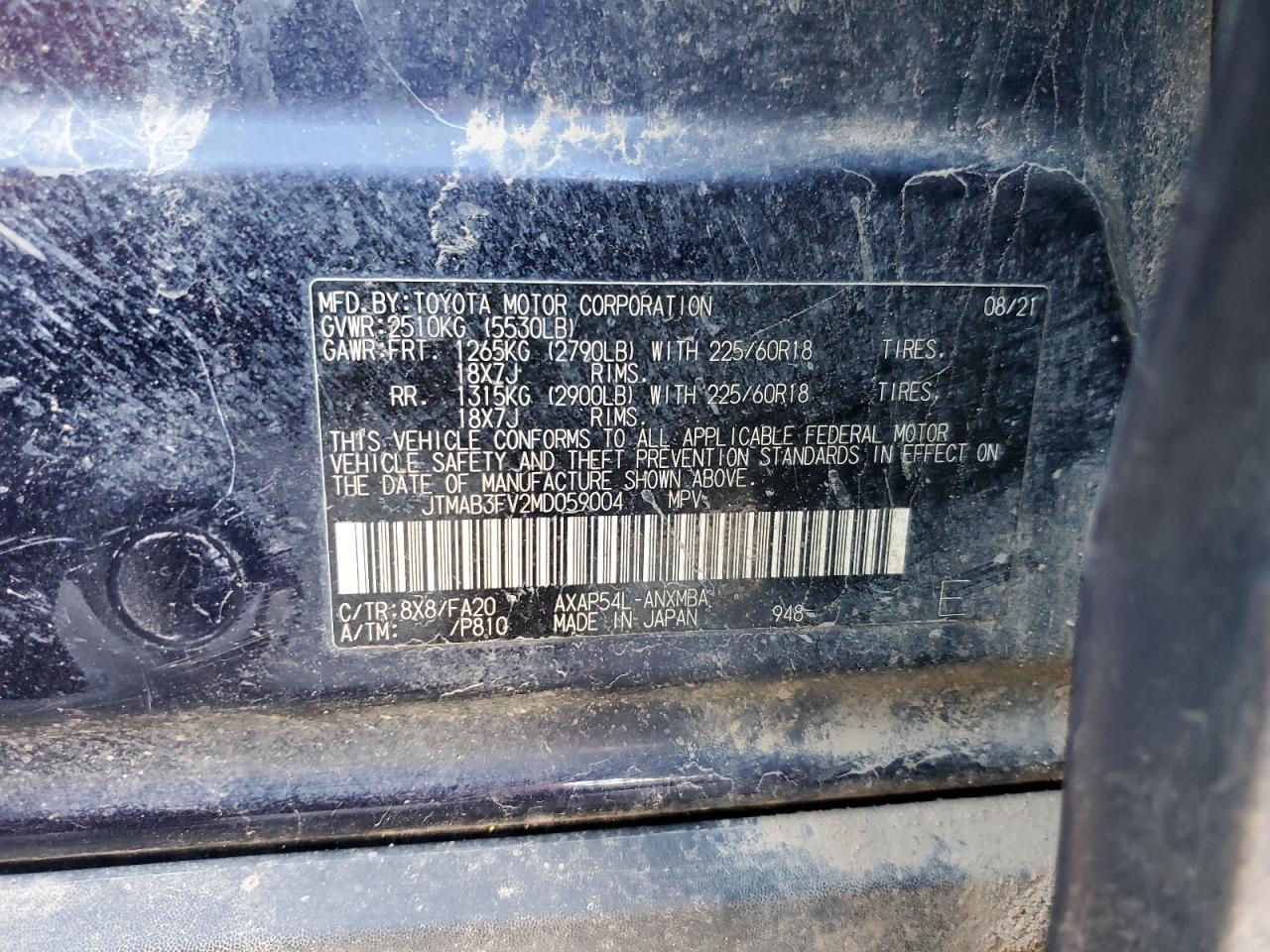 2021 Toyota Rav4 Prime Se VIN: JTMAB3FV2MD059004 Lot: 81579445