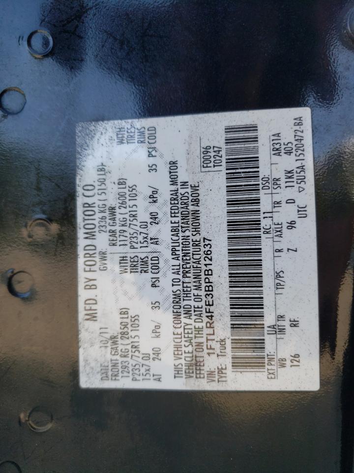 2011 Ford Ranger Super Cab VIN: 1FTLR4FE3BPB12637 Lot: 81116605