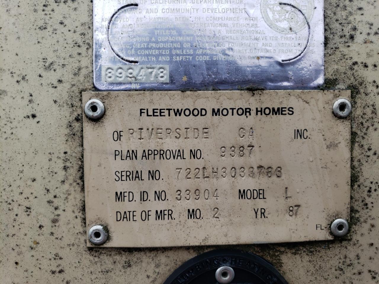 1987 Chevrolet P30 - Rvs Rv VIN: 1GBKP37W8H3311884 Lot: 71553295