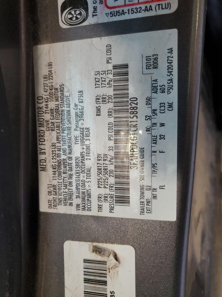 2012 Ford Fusion Sel VIN: 3FAHP0CG1CR158820 Lot: 80983645