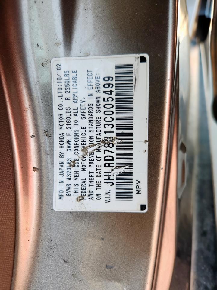 2003 Honda Cr-V Ex VIN: JHLRD78813C005499 Lot: 80215845