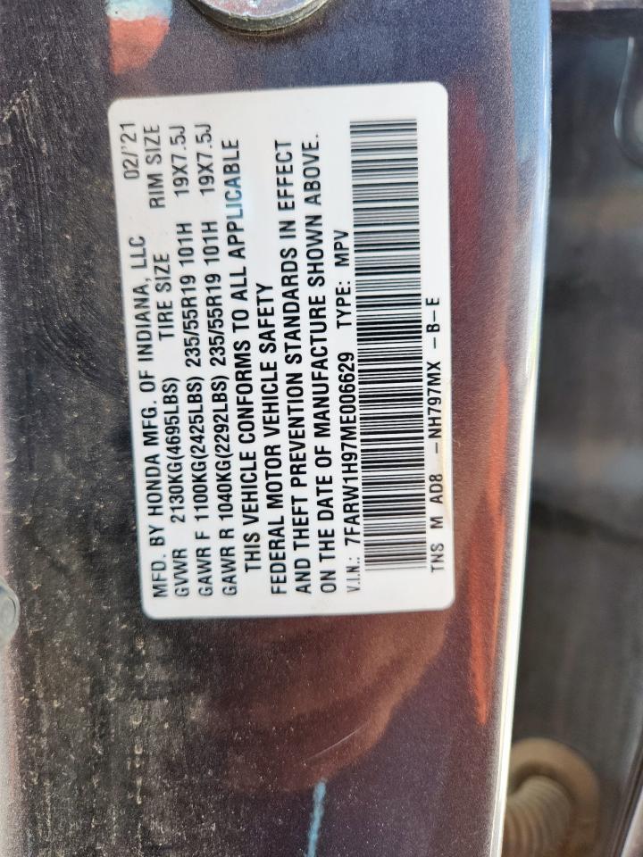 2021 Honda Cr-V Touring VIN: 7FARW1H97ME006629 Lot: 81293315