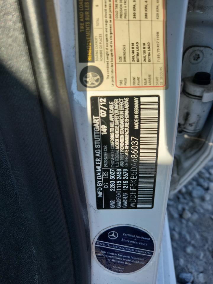 2013 Mercedes-Benz E 350 VIN: WDDHF5KB5DA686037 Lot: 80816075