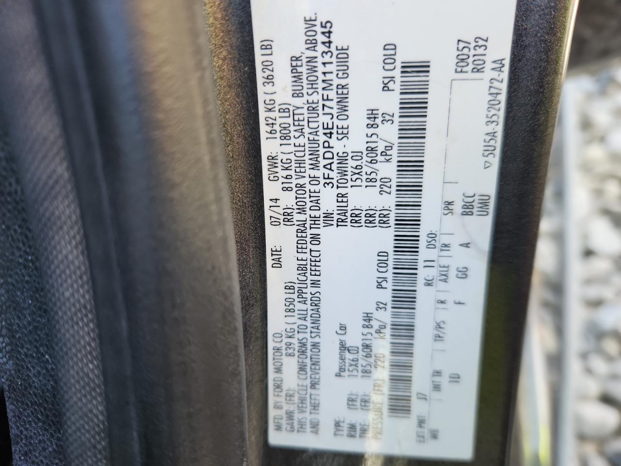 2015 Ford Fiesta Se VIN: 3FADP4EJ7FM113445 Lot: 81119745