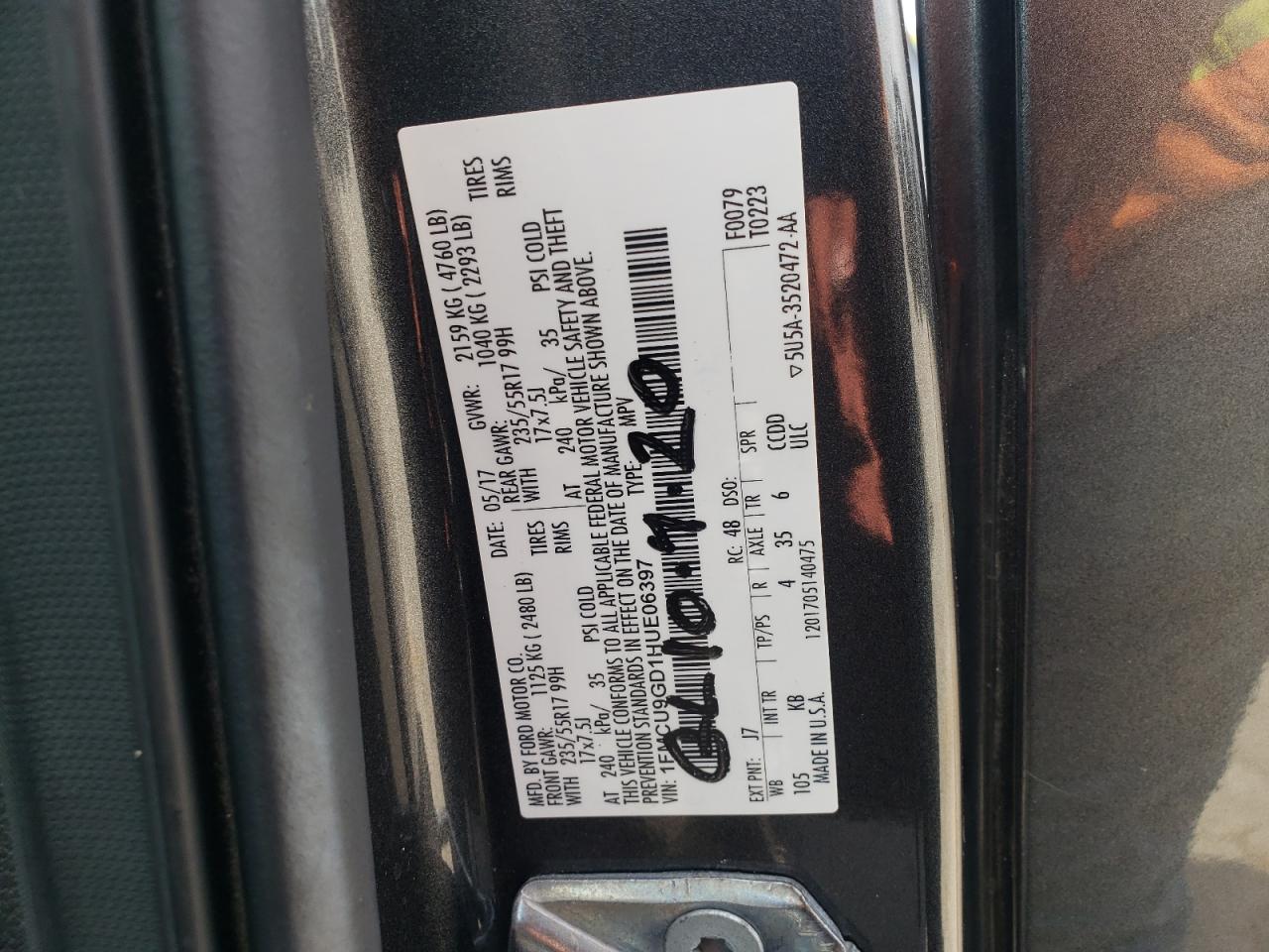 2017 Ford Escape Se VIN: 1FMCU9GD1HUE06397 Lot: 80920205