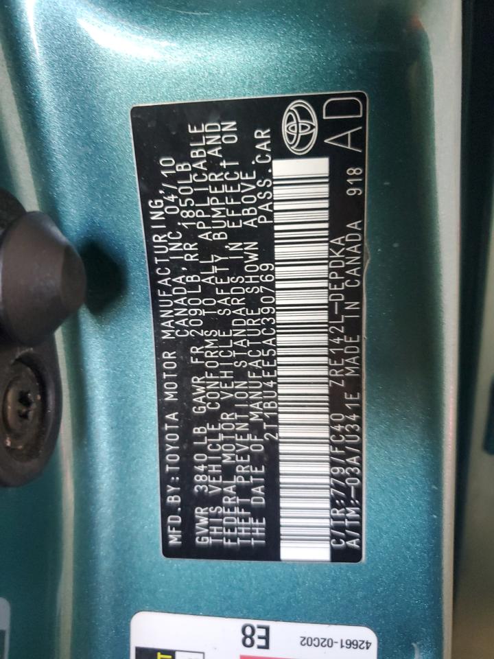 2010 Toyota Corolla Base VIN: 2T1BU4EE5AC390769 Lot: 71391715