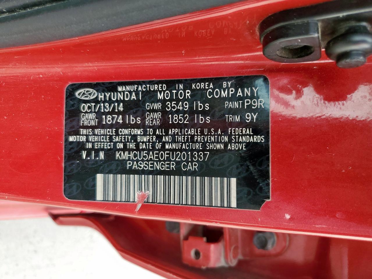 2015 Hyundai Accent Gls VIN: KMHCU5AE0FU201337 Lot: 81059835