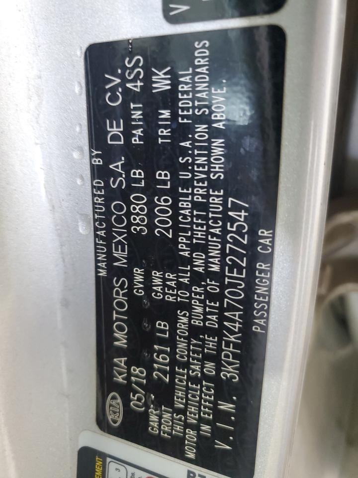 2018 Kia Forte Lx VIN: 3KPFK4A70JE272547 Lot: 83841455