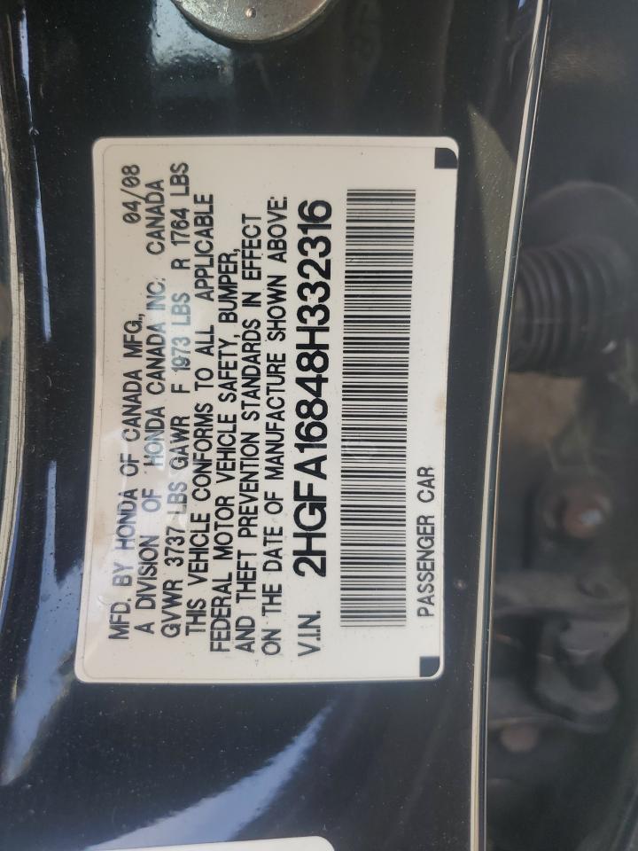 2008 Honda Civic Ex VIN: 2HGFA16848H332316 Lot: 71213415