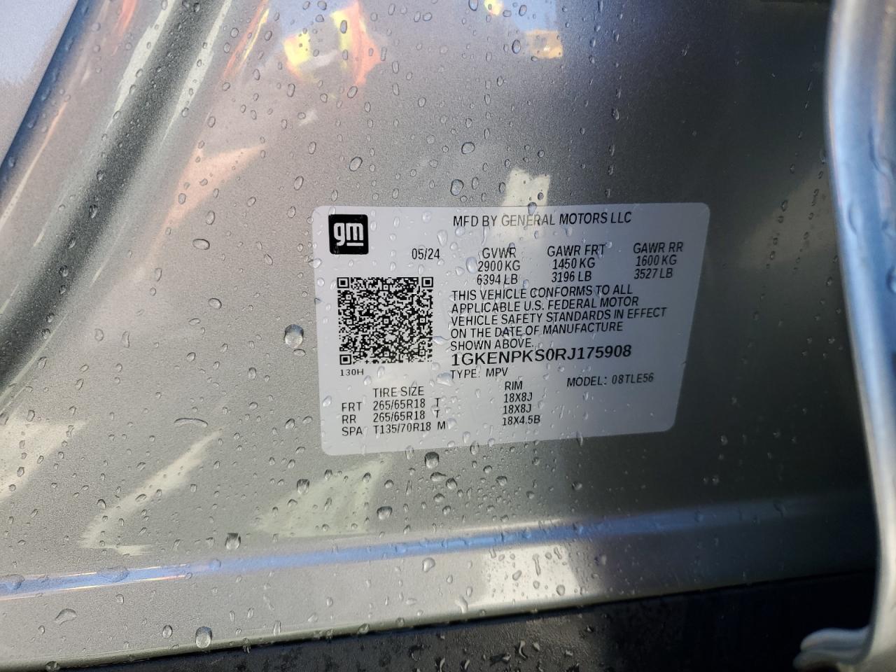 2024 GMC Acadia At4 VIN: 1GKENPKS0RJ175908 Lot: 80255625